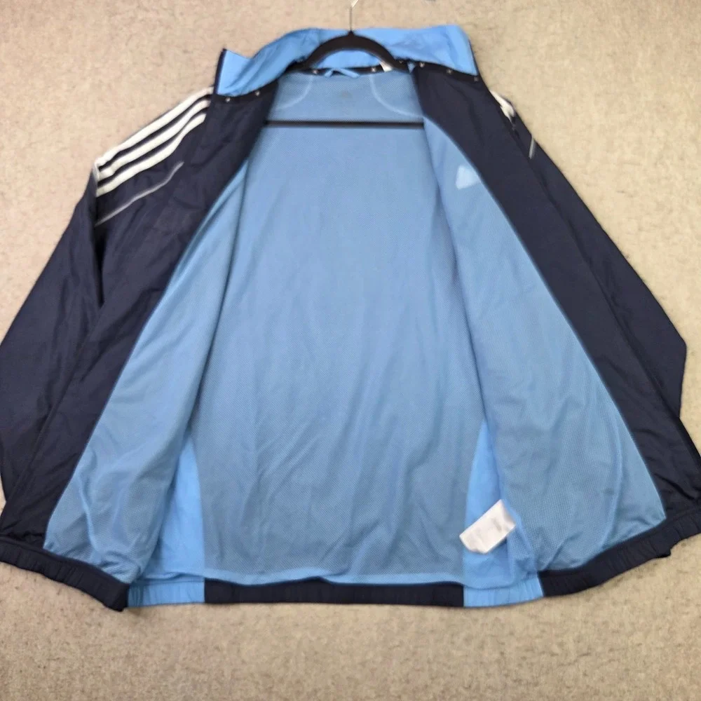 Adidas Windbreaker Track Jacket Mens‎ M Blue Striped Ful Zip Performance